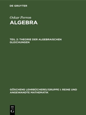 cover image of Theorie der algebraischen Gleichungen